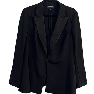 Lane Bryant Jacket Women 18 Black Ponte Knit Stretch Blazer Office Neutral
